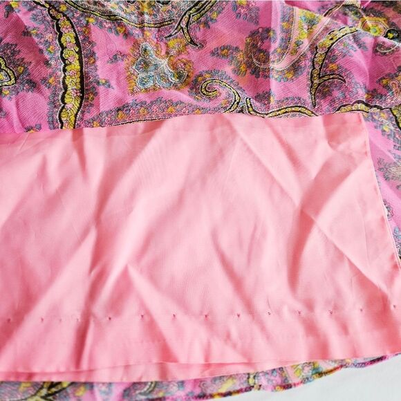 Vintage Kristine's Kreations 60s 2 Piece Pink Paisley Ruffle Flare Hostess Set 6 - Picture 15 of 16